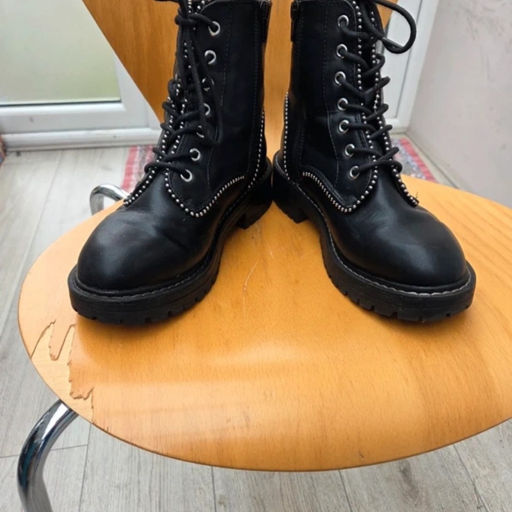 New Look Black Combat Boots with Silver Studs